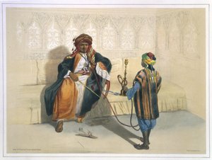 Tupakoiva arabisheikki, kuva "Niilin laaksosta", kaivertanut Saint Germain, pubi. Lemercier, 1848